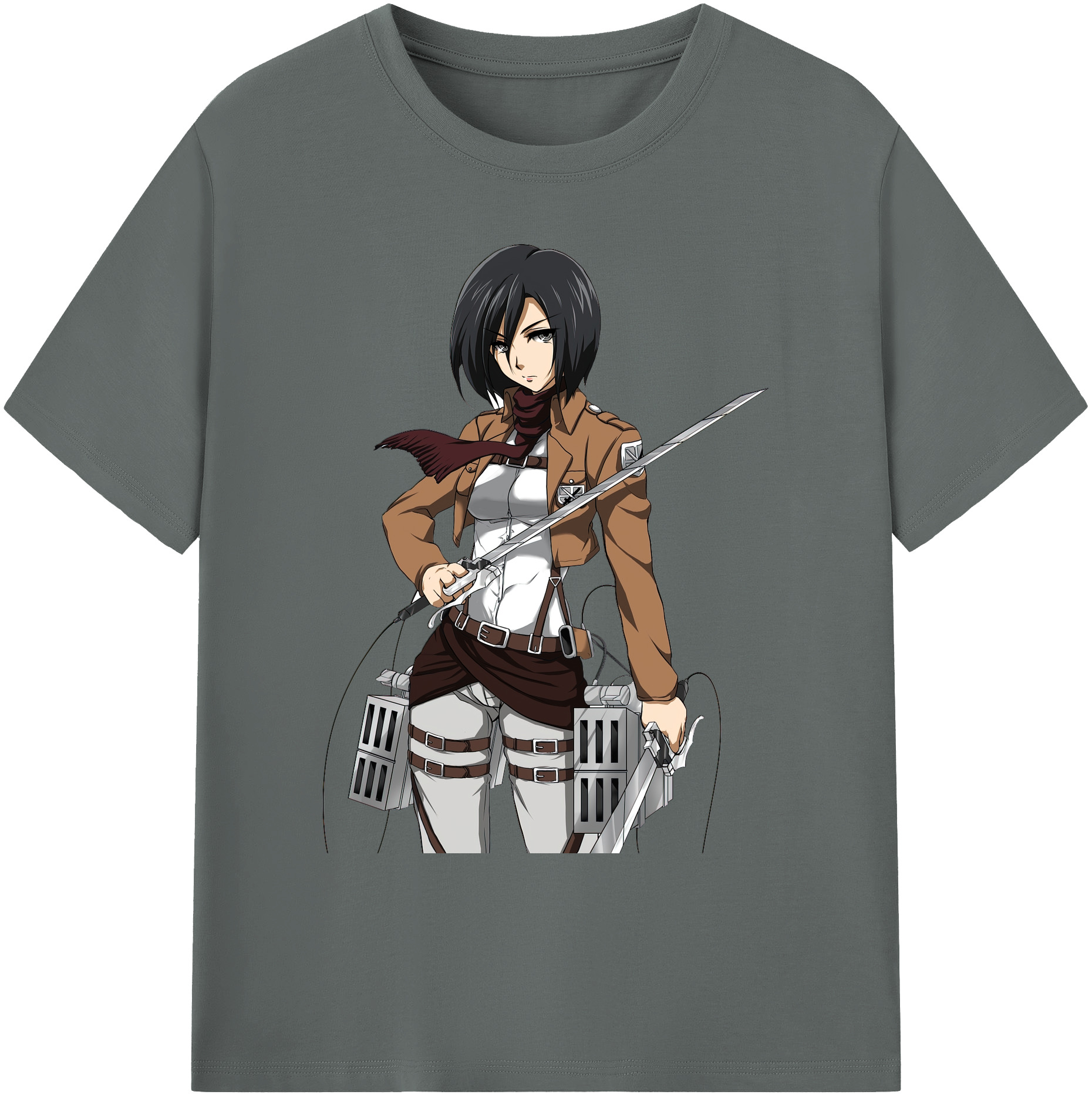 （画像用） 進撃の巨人 ミカサ·アッカーマン Attack on Titan Mikasa Ackerman 綿100％ メンズ半袖Tシャツ｜肌触りやわらか＆通気性